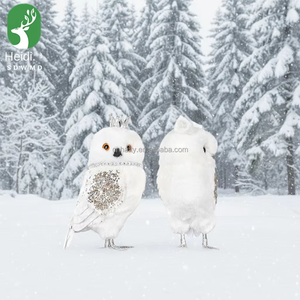 Creative White <b>Christmas</b> Tabletop <b>Owl</b> Foam Decorations-Eco Friendly Factory-Flocked Home Decor - Product Image 3