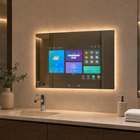 Miroir intelligent LED de luxe avec écran tactile, anti-buée, haut-parleur Bluetooth, WiFi, pour hôtels 5 étoiles et projets commerciaux