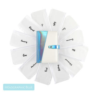 Nouvelle version A6 holographique en cuir PU couverture rigide budget livre 6 anneau 12 pièces classeur poches feuilles budgétaires étiquette autocollants cahiers - Product Image 4