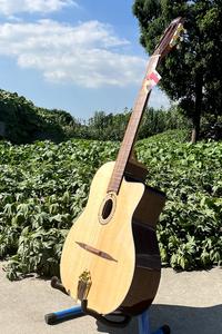 Aiersi Guitare <span class=keywords><strong>jazz</strong></span> gitane à trou ovale en épicéa massif avec instrument à cordes folk archtop vintage de haute qualité logo personnalisé - Product Image 4