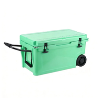 Glacière isotherme à roulettes 55L, double compartiment, LLDPE PU, glacière thermique portable, chariot pour le camping en plein air, la pêche, les pique-niques