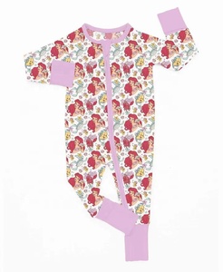 Großhandel Maßgefertigte Bedruckte Bambusfaser-Schlafsäcke mit Doppel-Rüschen und Reißverschluss für Kleinkinder Umweltfreundliche Prinzessinnen-Schlafanzüge - Product Image 3