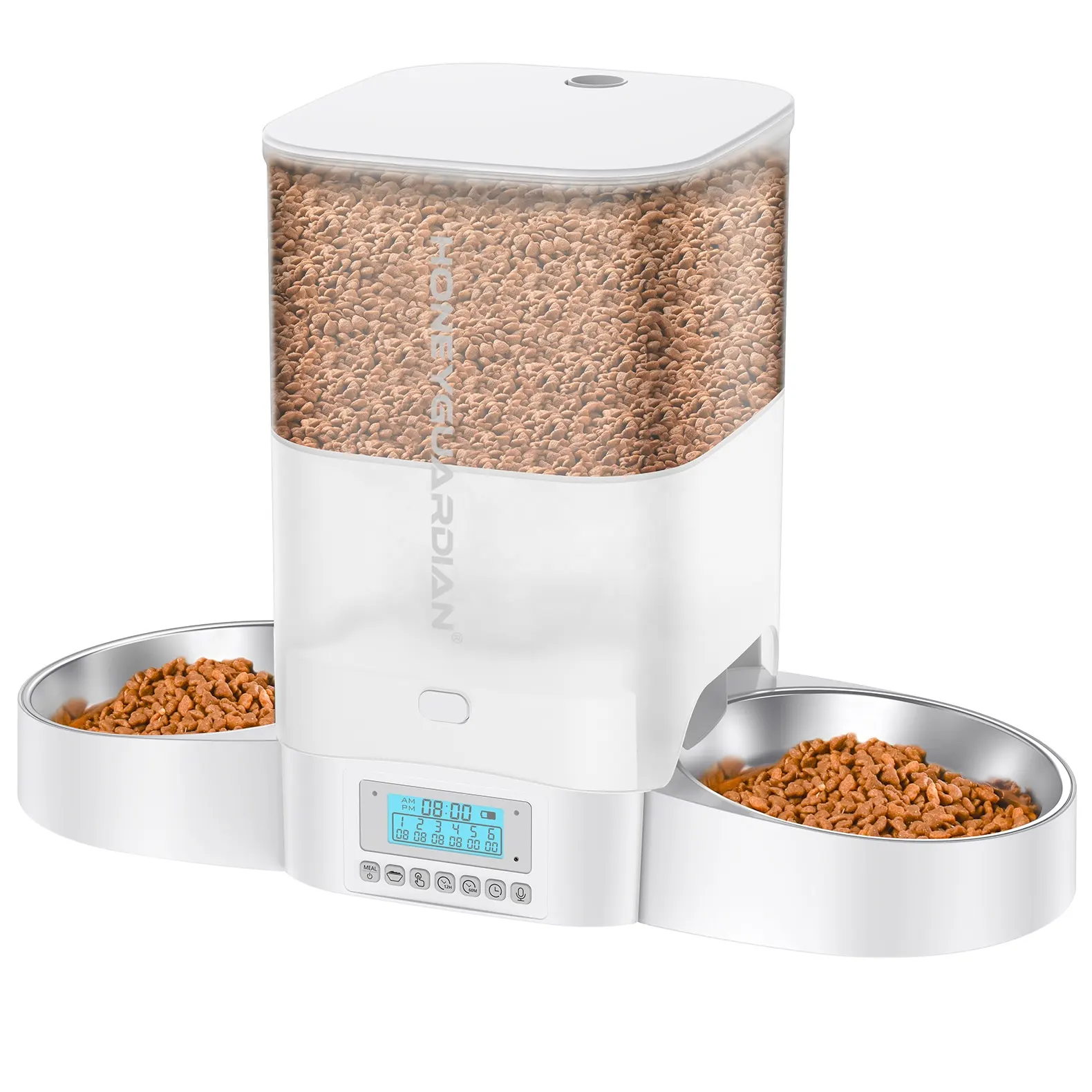 Pet-Friendly Design Cat Food em ambos os lados com alimentação programada para cães gatos Portion Control Food Dispenser