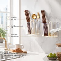 Boîte de rangement murale multifonction pour couverts, support à baguettes, conteneur de drainage en plastique de qualité alimentaire pour la cuisine