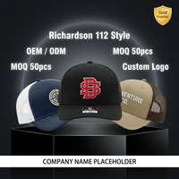 Gorra de Camionero Richardson 112 Personalizada OEM de Algodón con Malla Lisa, Gorra Deportiva con Parche Bordado y Logo Personalizado, Gorras Snapback de Malla en Blanco