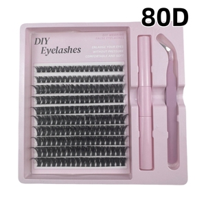 Kit <span class=keywords><strong>de</strong></span> Pestañas Postizas en Racimo DIY al por Mayor 30D 4D 50D 60D 80D 100D 9-16MM Volumen Esponjoso con Pinza para Pestañas y Pegamento para Pestañas - Product Image 4