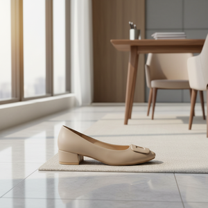 Scarpe da donna eleganti formali Beige a punta 6-8cm tacco sottile alta qualità da ufficio moda con cinturino alla caviglia - Product Image 3