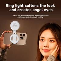 Lampu Isi Ulang Mini Portabel Magnetik LED BEIYANG W50, Penyangga Ponsel, Cermin untuk Selfie dan Video Langsung di Ponsel