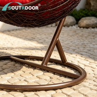 Fauteuil suspendu moderne en rotin PE d'extérieur avec support, forme œuf, coussin imperméable pour hôtel, salle de sport, parc, chambre à coucher, bord de piscine