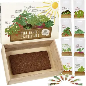 Custom Package Home Garden Complete All in One Grow Easy Starter Kit with Wooden Tray
