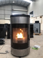 Poêle à granulés de bois 12KW à 180 degrés avec écran tactile LCD automatique et vue panoramique en verre, haute efficacité pour le chauffage domestique du salon