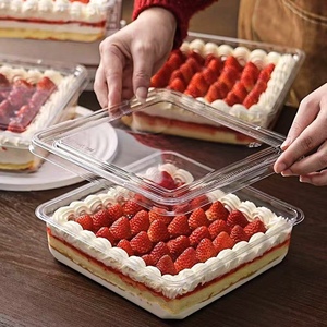 Cajas cuadradas transparentes para pasteles de Mousse de PET, plástico <span class=keywords><strong>transparente</strong></span> de 5mm de espesor para pastelería, caja pequeña para hornear postres y galletas, industria alimentaria - Product Image 2