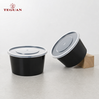 Gobelet alimentaire rond en plastique PP pour plats à emporter, boîte de conservation alimentaire, récipient micro-ondable pour soupes chaudes avec couvercle