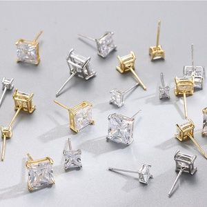 Bông tai dạng đinh GE53 kiểu Hàn Quốc thời thượng, đá zircon cubic <span class=keywords><strong>CZ</strong></span>, bạc 925, hình vuông, giả kim cương, không gây dị ứng, dành cho nữ và nam. - Product Image 3