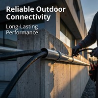 Câble Ethernet Cat5e extérieur 24AWG en cuivre massif, résistant à l'eau et aux UV, noir, câble réseau LAN PE, 305m en vrac