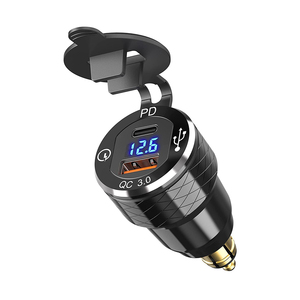 Chargeur USB double port pour moto 48W PD3.0 & QC3.0 Chargeur rapide avec voltmètre LED 12-24V Prise DIN pour <span class=keywords><strong>BMW</strong></span> - Product Image 4