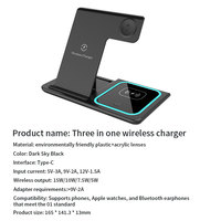 Chargeur sans fil Support de charge rapide Dock Desktop Table Lamp Station 3 en 1 Chargeur sans fil pliable pour plusieurs appareils pour téléphone