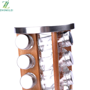 Design unico Acacia Legno Controsoffitto Spice Rack Torre Organizzatore Rotante Spice Rack di Rotazione In Piedi Cremagliera Mensola Del Supporto - Product Image 2