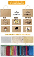 Hoogwaardige, milieuvriendelijke, natuurlijke, herbruikbare jute tassen met handvat, op maat gemaakte logo, open sluiting voor cadeau-, sieraden- en voedselverpakkingen