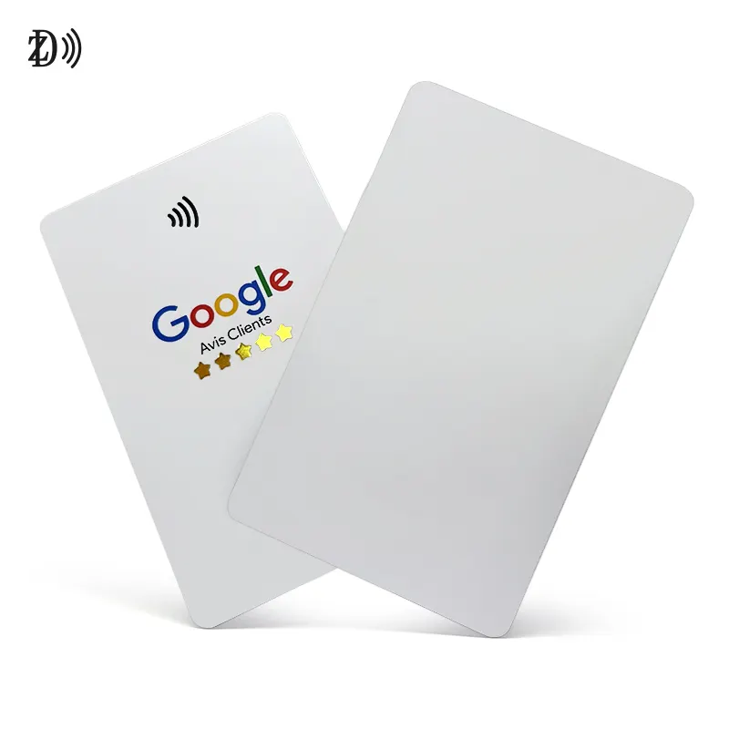 Tarjeta DE REVISIÓN DE Google NFC imprimible personalizada de 13,56 MHz NTAG213/NTAG215 Tarjeta de visita inteligente