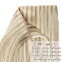 Extensions de cheveux russes XO Twin Tabs 16 pouces, lisses et soyeux, à trame invisible, micro-liens, double trame, couleur 1B