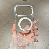 Étui de téléphone en métal 360° de haute qualité pour iPhone 16 15 Plus 13 14 17 18 Pro Max, recharge magnétique sans fil, coque transparente