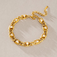 Bracelet chaîne ajustable plaqué or PVD, avec breloque géométrique délicate, bijou minimaliste pour superposition, pour filles