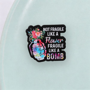 Pin Esmaltado Novedoso con Temática de Empoderamiento, <span class=keywords><strong>Granada</strong></span> Floral Artística con Frases Audaces, Broche para Decoración Diaria - Product Image 3