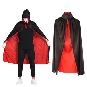 Custom OEM Devil Pirate Costume Stand Collar Hood mantello reversibile Masquerade Cape Costume