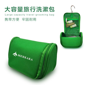 Merkaka Toiletry Bag Green Polyester Hanging Travel <b>Makeup</b> <b>Storage</b> Pouch Rectangle Shape Trip Use - Product Image 5
