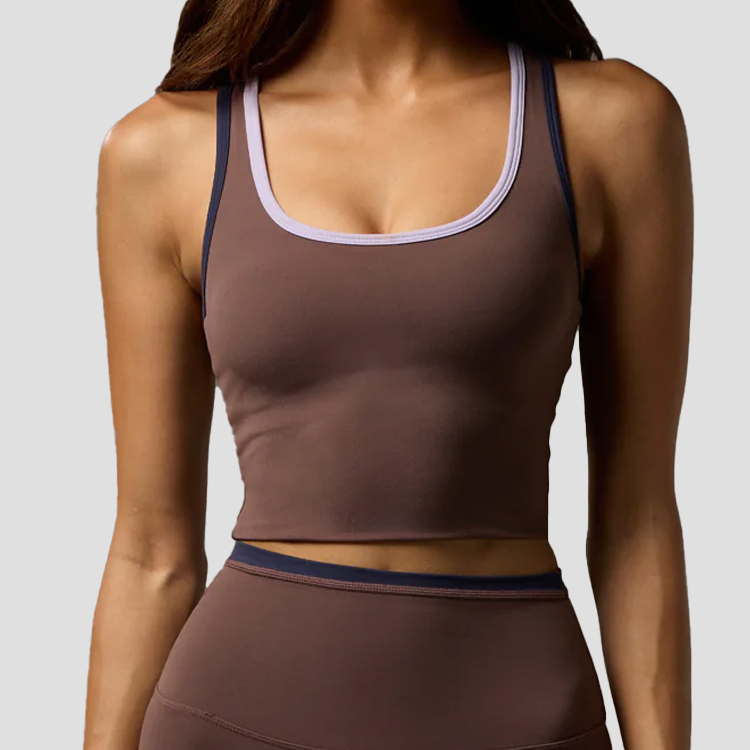 Workout Contrasting Colors Leisurewear High Elasticity Recycled Fabric Pilates Women Yoga Tank Top Gym Fitness Wearing
