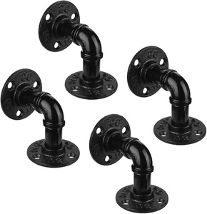 Heavy Duty Rustic Floating Industrial Coated Finish Kleider ständer Eisen Kupfer Schwarz Rohr Regal halterungen - Product Image 1