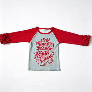 Milk Silk Kids Girls <b>Christmas</b> Top & <b>Dress</b>, <b>Long</b> Sleeve Raglan Shirt, Holiday Printed Children Boutique Clothing - Product Image 3