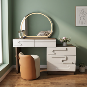 Modern Makeup Vanity Table <b>With</b> <b>Lighted</b> <b>Mirror</b> Storage Desk For Bedroom Furniture - Product Image 3