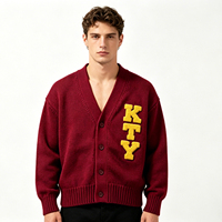 Pull en maille de qualité supérieure pour homme, style preppy, broderie en chenille, pull pour homme