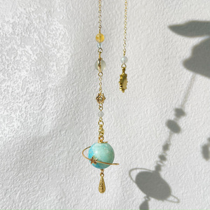 Wholesales Natural Amazonite Sphere Pendulum Healing Stones Witchcraft Pendulum Divination Reiki <strong>Clock</strong> Suncatcher for <strong>DIY</strong> Gift - Product Image 2