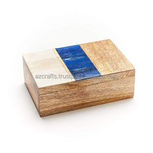 Boîte à bijoux en bois d'incrustation d'os de luxe faite à la main MDF boîte de rangement décorative pour montres parfums artisanat cadeaux-motif carré - Product Image 3