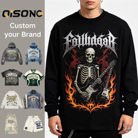 Maßgeschneidertes T-Shirt von der Bekleidungs-Individualisierungs-Fabrik Schwarzes Heavy Metal Skelett Gitarren-Grafik Herren Langarm-Oberteil