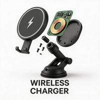 Support de téléphone de voiture avec chargeur sans fil Towpell, avec coussin adhésif, support de tableau de bord plat, design personnalisé et ingénierie électronique