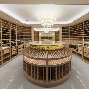 Mobile Porta Vini in Legno Massello Europeo Moderno, Cantinetta Personalizzata con Dettagli Intagliati e Dorati, Estensibile ed Ecologica - Product Image 1