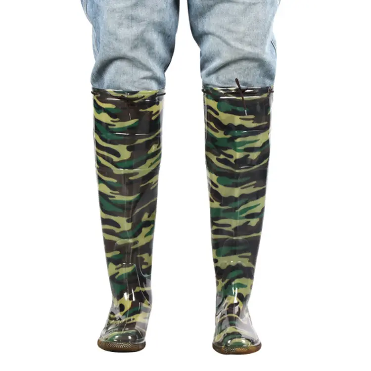 Bottes de pêche antidérapantes multifonctionnelles camouflage à hauteur du genou bottes de ferme de jardin imperméables