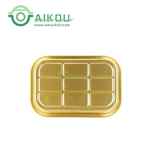 Conteneur en aluminium pour micro-ondes rectangulaire doré et noir pour plateau de restauration rapide, boîte à lunch, assiettes jetables pour restaurant - Product Image 3