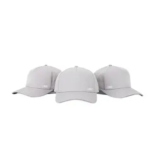 5 Panneau Logo Personnalisé Étanche Laser Cut Trou Perforé Noir Gris Clair À Séchage Rapide Casquette De Baseball Respirant Running Golf Hat