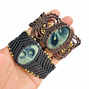 Top Quality Macrame Bracelet Jewellery with 100%Natural Mix Cabochons Loose Gemstones Macrame Bracelet Unisex Bracelet - Product Image 1
