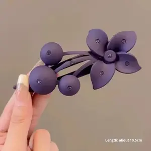 Elegante estilo europeo de color sólido accesorios para el cabello para las mujeres al por mayor de plástico esmerilado flor pinza de pelo - Product Image 6