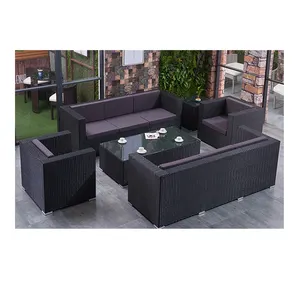 Muebles Jardin Divan De Exterior 현대 Pe 등나무 위커 코너 방수 야외 가구 파티오 등나무 정원 소파 세트