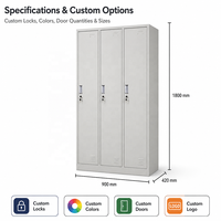 Armoire de rangement en acier à 3 portes, personnalisable, pour vêtements, autoportante, moderne et polyvalente, organisateur de garde-robe sur mesure, vente en gros
