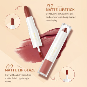 <span class=keywords><strong>Gloss</strong></span> à lèvres tridimensionnel double embout en velours avec finition mate rouge et blanc, anti-adhésif - Product Image 2