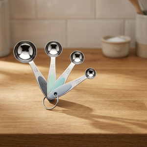 Cucharas Medidoras de Acero Inoxidable, Juego de 4 Piezas con Mangos Coloridos, Utensilios de Cocina para Hornear, Ecológicos, Lavables a Mano - Product Image 3