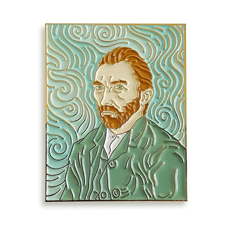 Van Gogh Potret Diri Lukisan Malam Berbintang, Lukisan Bunga Matahari Pin Kerah Enamel